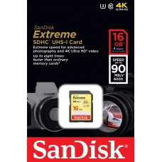 Карта памяти SDHC 16GB Sandisk Class10 Extreme UHS-I (U3) 90MB/s
